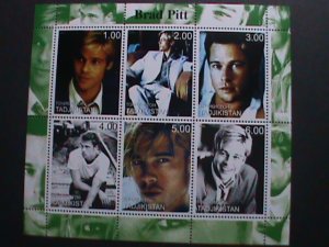 TAJIKISTAN-BRAD PITT-FAMOUS MOVIE STAR-MNH SHEET VF WE SHIP TO WORLD WIDE