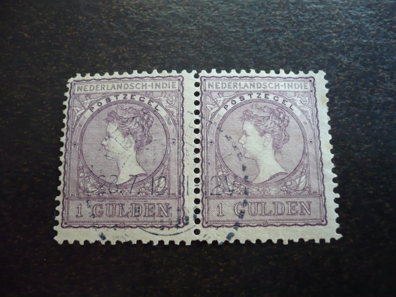 Stamps - Netherlands Indies - Scott# 59 - Used Pair of Stamps