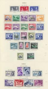 Collection of Cyprus KGVI on leaves cat 404 pounds