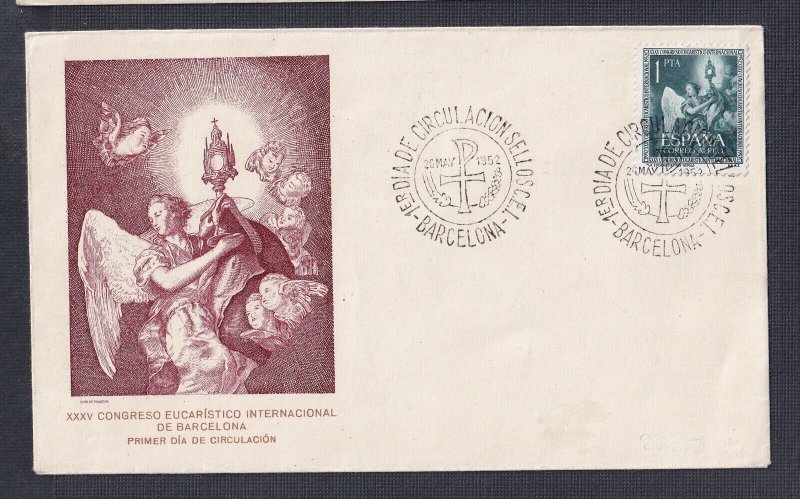 SPAIN 1952 EUCHARISTIC CONGRESS ISSUES TWO CACHETED FIRST DAY COVERS BARCELONA