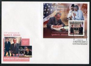 CENTRAL AFRICA 2023 115th ANNIVERSARY OF LYNDON B. JOHNSON  S/SHEET FDC