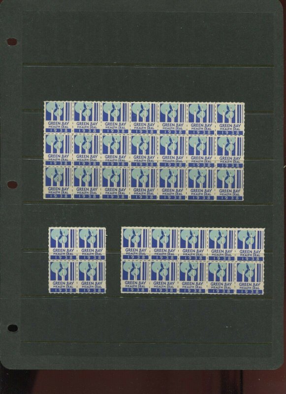 35 1938 VINTAGE GREEN BAY WISCONSIN HEALTH SEAL POSTER STAMPS (L1209)