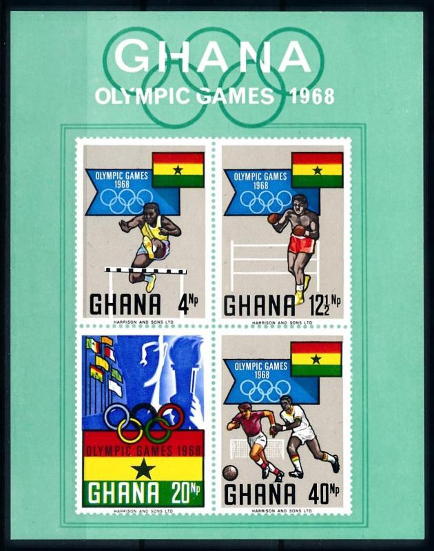 [93150] Ghana 1969 Olympic Games Mexico Football Boxing Imperf. Sheet MNH