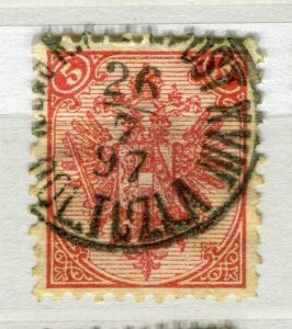 BOSNIA; 1890s classic Eagle Arms issue used 5k. value fine POSTMARK