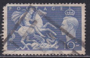 Great Britain # 288, St. George Slaying the Dragon, Used, Short perf, 1/4 Cat