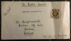 1946 Palestine Parachute Battalion On Active Service Airmail cover To Holland