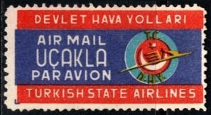 1951 Air Mail Etiquette D.H.Y. (Devlet Hava Yollari) Turkish State Airlines