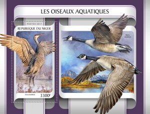 NIGER - 2017 - Water Birds - Perf Souv Sheet - Mint Never Hinged