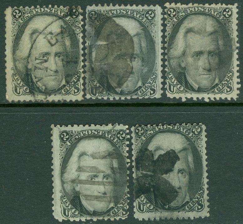EDW1949SELL : USA 1863 Scott #73. 5 stamps, Used. All nice & Sound. Catalog $325