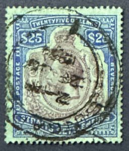 Malaya  Straits Settlements 1923 KGV $25 Postally Used MSCA SG#240b M5340