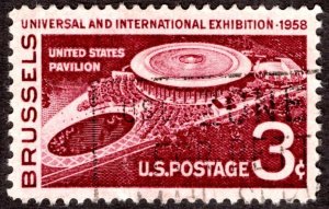 1958, US 3c, U.S. Pavilion at Brussels, Used, Sc 1104