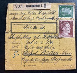 1943 Luxembourg to France Natzweiler Concentration Camp Parcel Receipt Cover KZ