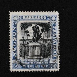 Barbados # 112, Lord Nelson Monument, Wmk 3, Used 1/3 Cat.