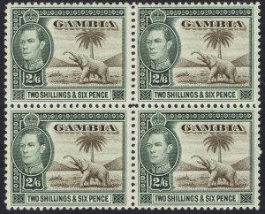 GAMBIA 1938 KGVI ELEPHANT 2/6 MNH ** BLOCK