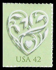 PCBstamps      US #4271 Bk Sgl 42c Wedding Hearts, 2008, MNH, (21)