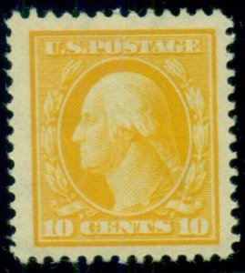 US #381, 10¢ yellow, og, LH, Jumbo stamp