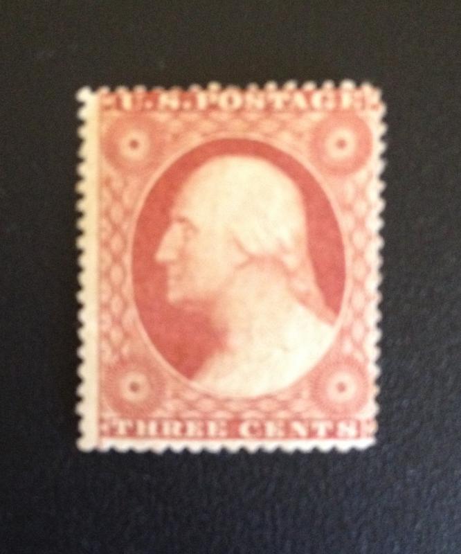 SCOTT #26 3c Washington, Dull Red Type III, MINT, F-VF, LH, OG   CV $60