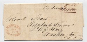 1825 newark NJ red oval handstamp stampless  free to adjutant general army k.488