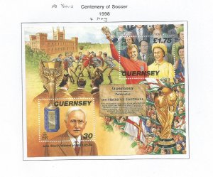 GUERNSEY - 1998 - Centenary of Soccer - Perf Souv Sheet - Mint Lightly Hinged