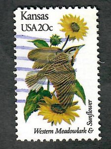 1968 Kansas Birds and Flowers used single - perf 10.5 x 11