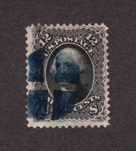 US 69 12c Washington Used w/ Blue Quarted Cork Cancel SCV $105