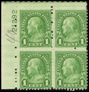 US #632 FRANKLIN MNH UL PLATE BLOCK #21292