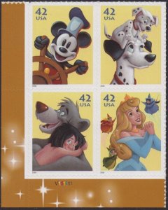 4345a The Art Of Disney Plate Block MNH