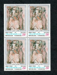 1986 - Tunisia - Works of Painter Ammar Farhat- Woman - Block of 4 -Set 1v.MNH** 