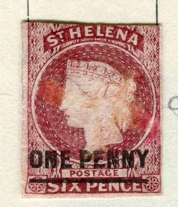 ST.HELENA;  1863 early classic QV Imperf issue ONE PENNY used value