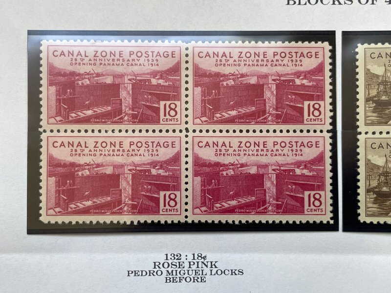Canal Zone 120-135 MNH Blk of 4 1939 - 25th Anniversary Opening of Panama Canal