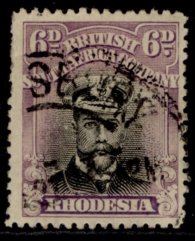 RHODESIA GV SG266, 6d black & dull mauve, USED.