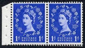 SB28 1d wmk Edward Pane of 2 Perf Type E (1/2 v) U/M