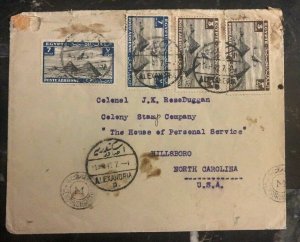 1940 Alexandria Egypt Cover To Colony Stamp Co Hillsboro NC USA