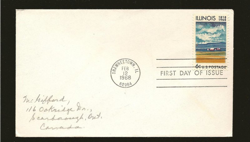 USA 1339 Illinois Farm House 1968 First Day Cover