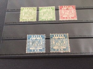 Germany Baden 1868 colour varieties unused stamps 58386