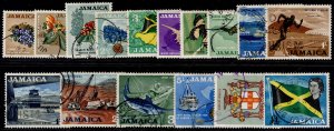 JAMAICA QEII SG217-232, 1964-68 complete set, USED.