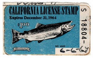 (I.B) US Revenue : California Fishing License $1 (1964)