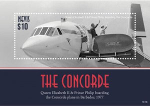 Nevis 2018 - The Concorde, Queen Elizabeth Boarding - Souvenir Sheet - 1965 MNH