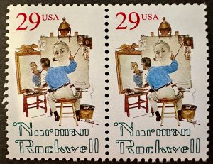 US # 2839 Norman Rockwell pair 29c 1994 Mint NH