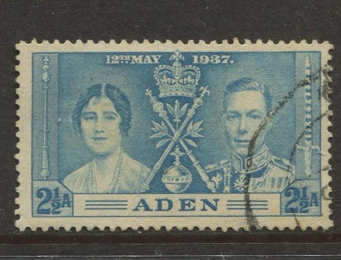 ADEN - Scott 14 - Coronation Issue - 1937- Used - Single 2.1/2a Stamp