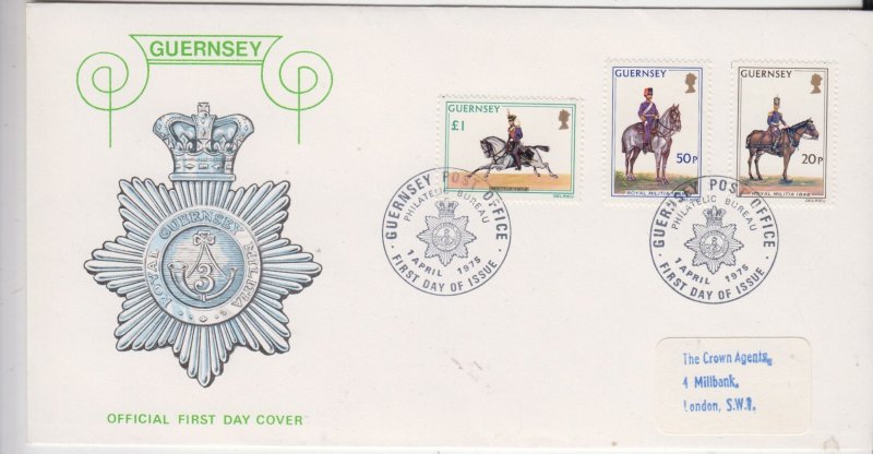 Guernsey 1975 Militia HVals set 3 on FDC