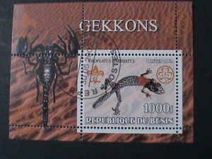 ​BENIN-1995- BEAUTIFUL LOVELY GEKKONS-CTO S/S VERY FINE-FANCY CANCEL