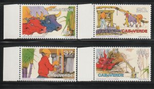 Cape Verde 1992 Suger Cane Production Oxen Sc 629-632 MNH A2535