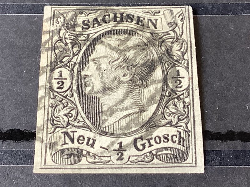 Saxony 1855 Grid Number cancel 13 for Schneeberg  Ore Mountains  Stamp 57183