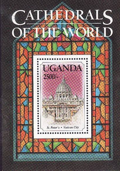 Uganda-Sc#1163A- id2-unused NH sheet-Cathedrals of the World-St Peter's, Vatican