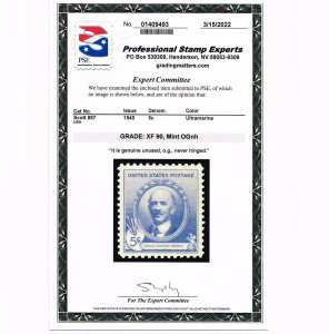 EXCEPTIONAL GENUINE SCOTT #887 MINT PRISTINE OG NH PSE CERT GRADED XF-90