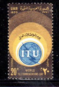 EGYPT #831  1970 WORLD TELECOMMUNICATION DAY     F-VF  USED