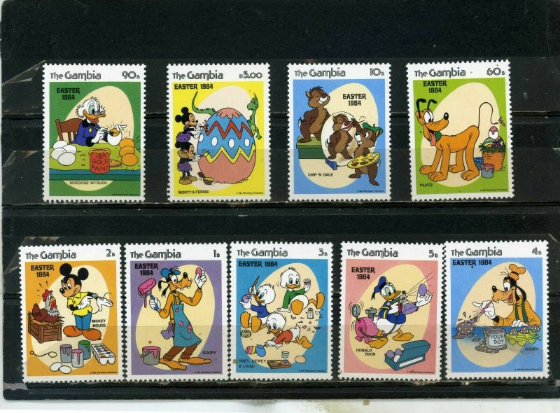 GAMBIA 1984 WALT DISNEY EASTER SET OF 9 STAMPS MNH 