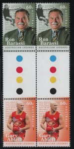 Australia 2012 MNH Sc 3626-3627 60c Ron Barassi, Gary Ablett Jr Gutter