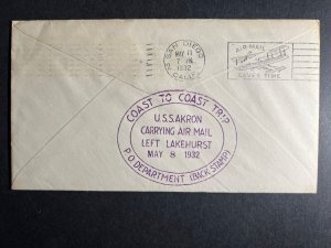 1932 USA Airmail Cover Zeppelin USS Akron Lakehurst NJ to Battle Creek MI 2